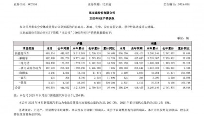 比亚迪9月销量罕见下滑:国内增长乏力,海外成“新引擎”