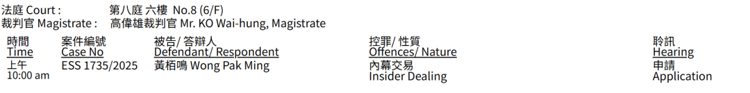 黄百鸣，即时入狱